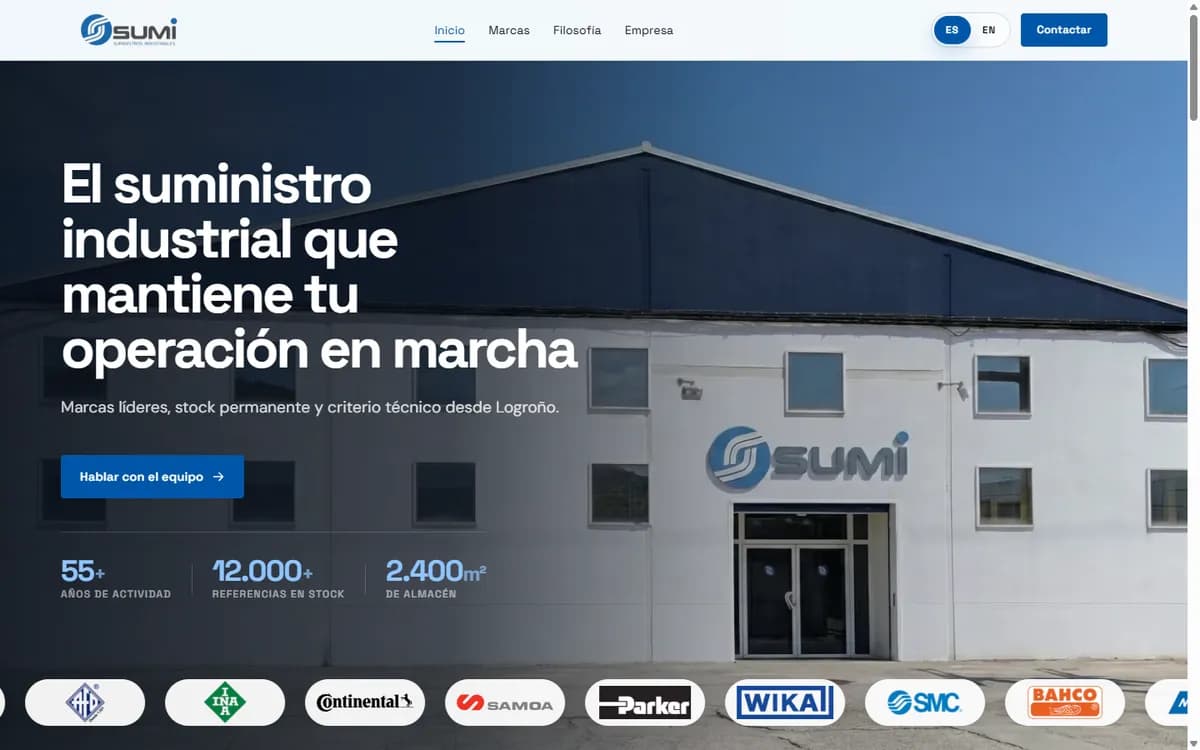 Captura de la web de SUMI · Suministros Industriales